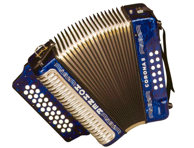 Acordeón Diatónico Hohner Corona II FA-SIB-MIB,31 Botones y 12 Bajos,Azul con FUNDA(ANT.A5644S)