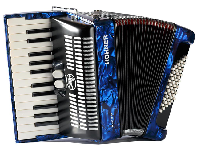 Acordeón Cromático Hohner Bravo II, 26 Teclas, 48 Bajos, Azul, con Funda (Antes A16541S,A16542S)