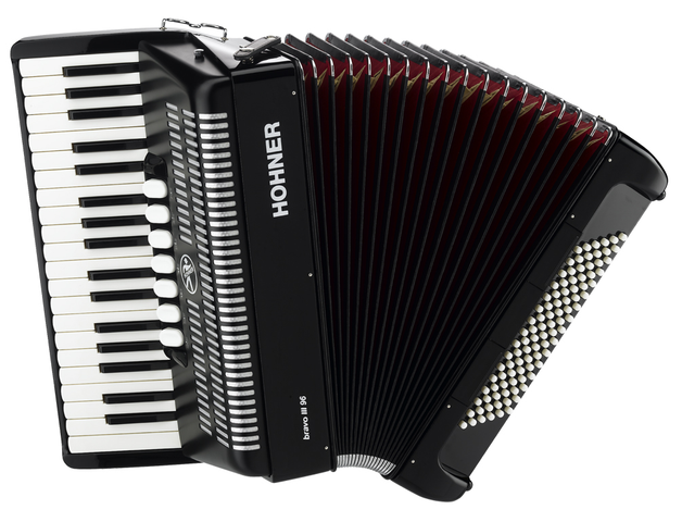 Acordeón Cromático Hohner Bravo III, 37 Teclas, 96 Bajos, Negro con Funda