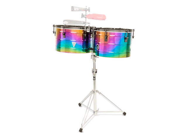 Timbales LP Tony Succar 15 y 16 Pulg. con Atril, Acero Tornasol