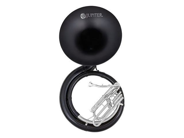 Sousafón Si Bemol Jupiter Fibra de Vidrio, Negro/Plateado con Estuche