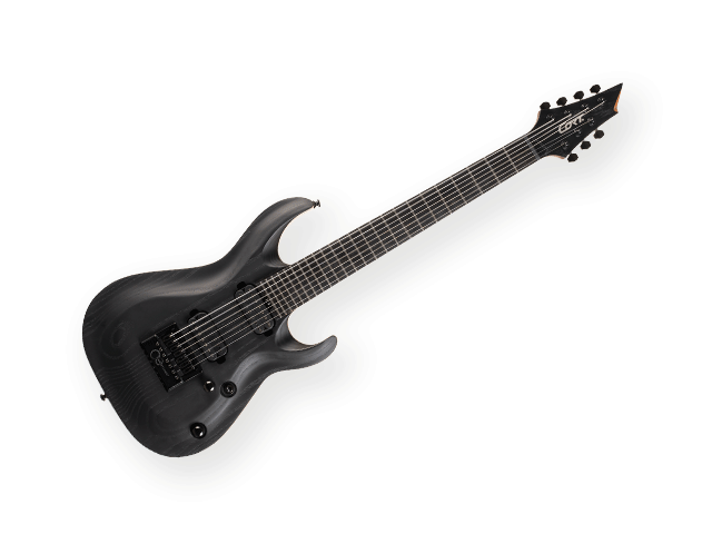 Guitarra Electica Cort KX Evertune de 7 Cuerdas Negro Mate con Funda