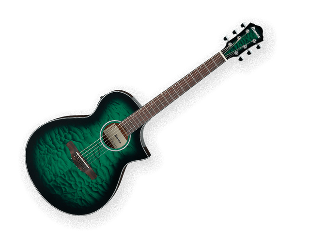 Guitarra Electroacústica Ibanez Aewc Entintado Verde/Sombreado Negro