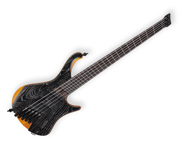 Bajo Eléctrico Ibanez Ebh de 5 Cuerdas Negro Veteado con Funda
