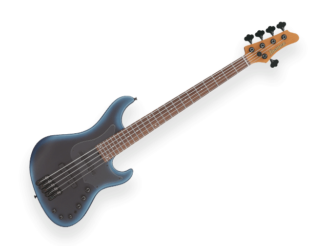 Bajo Eléctrico Ibanez Mode de 5 Cuerdas, Negro/Sombreado Azul Mate con Funda