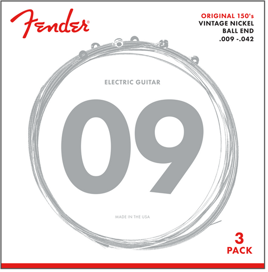 Paquete 3 Juegos Fender Original 150's Guitarra Acústica Níquel Puro .009