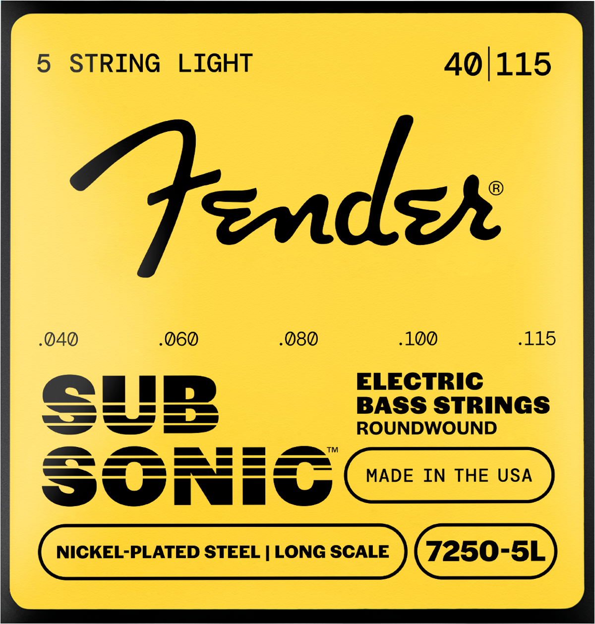 Encordadura Fender Bajo Eléctrico 7250 5 Cuerdas .040-.115