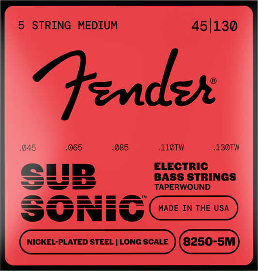 Juego de Cuerdas Fender Bajo Eléctrico 5 Cuerdas .045-.130 Super 8250s