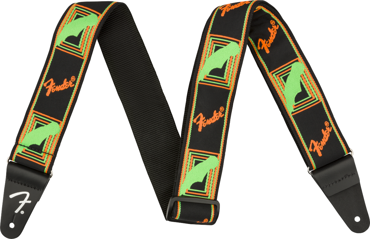 Correa de Guitarra Fender Neon Monogrammed Verde/Naranja