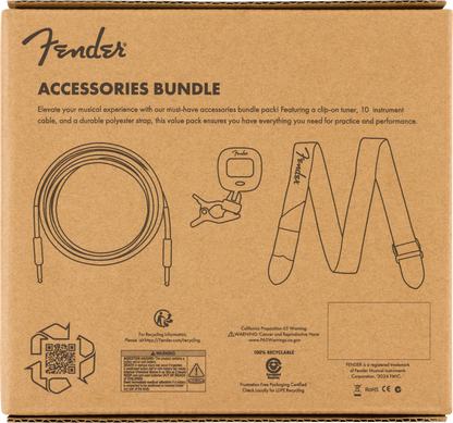 Pack de Accesorios Fender Cable Afinador y Correa