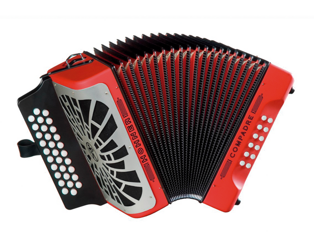 Acordeón Diatónico Hohner Compadre Sol-Do-Fa 31 Botones Rojo con Funda