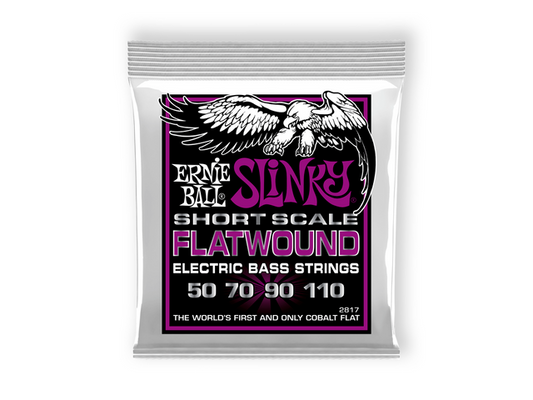 Ernie Ball 2817 — Encordadura Ernie Ball ''Power Slinky - Flatwound'' Para Bajo Electrico, Cobalto, 0.50-0.110