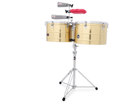 Timbales Latin Percussion Prestige 15'' y 16'' Latón con Atril