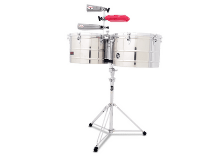 Timbales Latin Percussion Prestige 15'' y 16'' Cromados con Atril