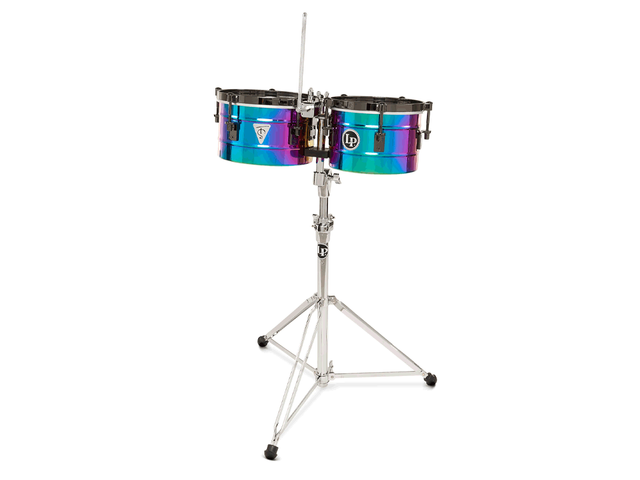 Timbales LP Tony Succar 9 ¼ y 10 ¼ Pulg. con Atril, Acero Tornasol