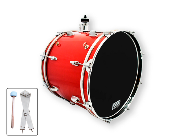 Bombo Power Beat R4V3NDRVMZ 18 X 14 Pulg. Rojo Metálico con Soporte para Platillo y Baqueton