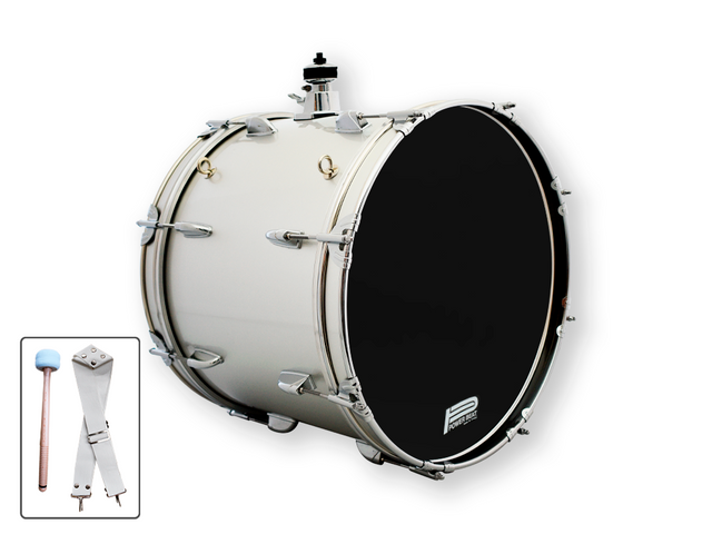 Bombo Power Beat R4V3NDRVMZ 22 X 16 Pulg. Plata Metálico con Soporte para Platillo, Atril y Baqueton