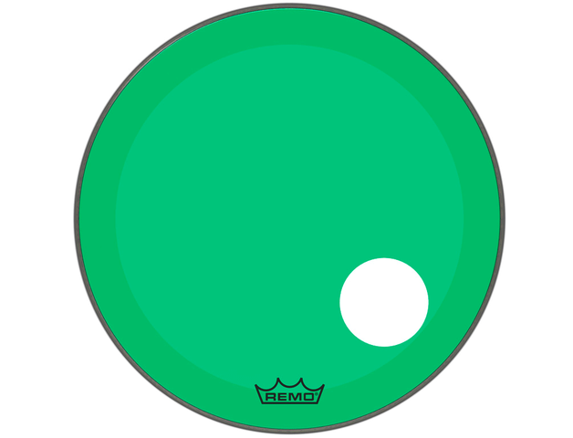 Remo P3-1322-CT-GNOH — Parche Remo Colortone™ Powerstroke® 3 22'', Verde Con Perforacion 5''