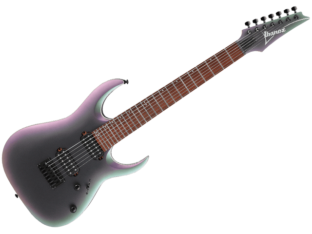Ibanez RGA742EX-BAM — Guitarra Electrica Ibanez ''Rga'' De 7 Cuerdas Negro Mate/Sombreado Verde/Morado