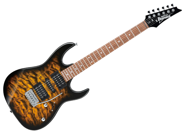 Ibanez GRX70QA-SB — Guitarra Electrica Ibanez ''Gio Rg''Ambar Transparente Sombreado Negro