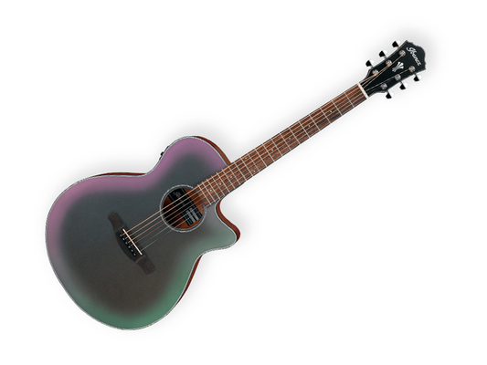 Ibanez AEG50-BAM — Guitarra Electroacustica Ibanez Negro Mate/Sombreado Verde/Morado