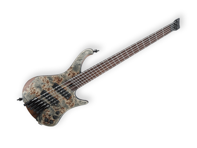 Bajo Eléctrico Ibanez Bass Workshop de 5 Cuerdas, Negro Veteado Mate con Funda