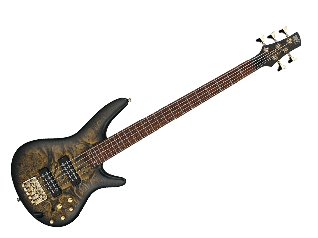 Bajo Eléctrico Ibanez SR de 5 Cuerdas, Negro/Texturizado Dorado Mate