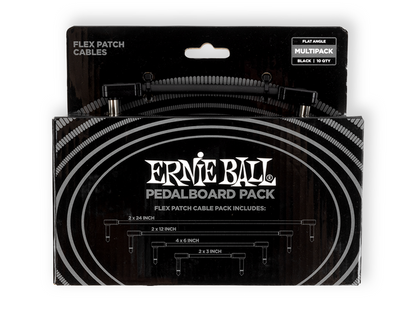 Ernie Ball 6462 — Cables Ernie Ball ''Pedal Board Pack'', Negro (Angulado/Angulado) (0.0762 Mts. X 2 Pcs. + 0.1524 Mts