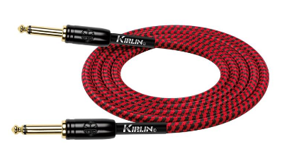 Cable Rojo Kirlin Tejido de 6 Metros para Instrumento, Conectores Metalicos de 1/4 Iw-241-bcg-20ft-rdb