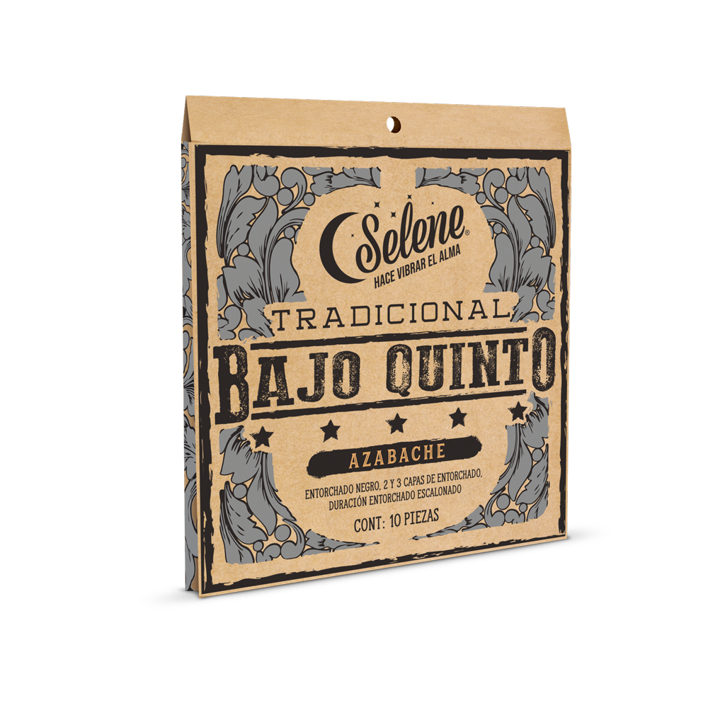 Juego de Cuerdas Selene Bajo Quinto Entorchado Azabache Negro AZBQ