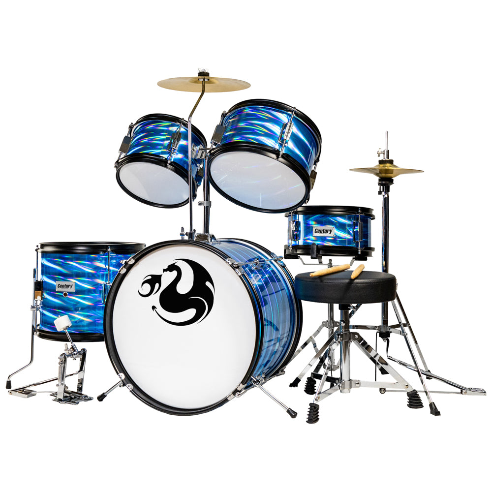 Bateria Junior Azul 3d 5 Pzas Aro Negro Century
