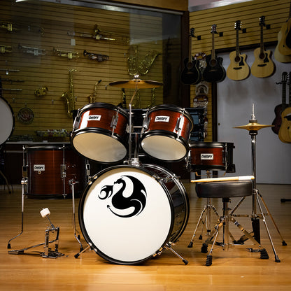 Bateria Junior Marron Rayado 5 Piezas Aro Negro Century