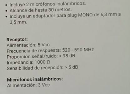Sistema de Microfono Inalambrico Uhf