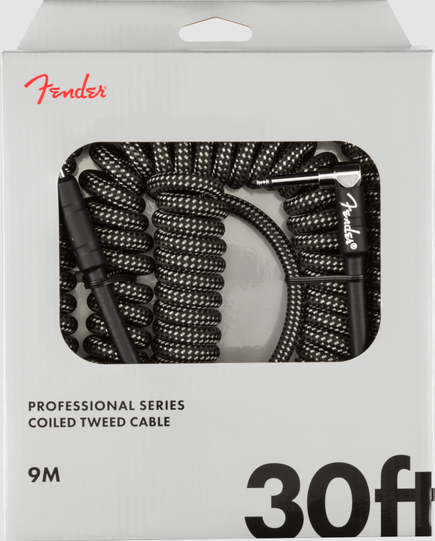 Cable Fender en Espiral Serie Professional, Tweed Gris, 30 ' 9m.