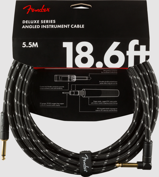 Cable Fender Deluxe Series para Instrumento de 5.5 Metros Recto/Angular Black Tweed