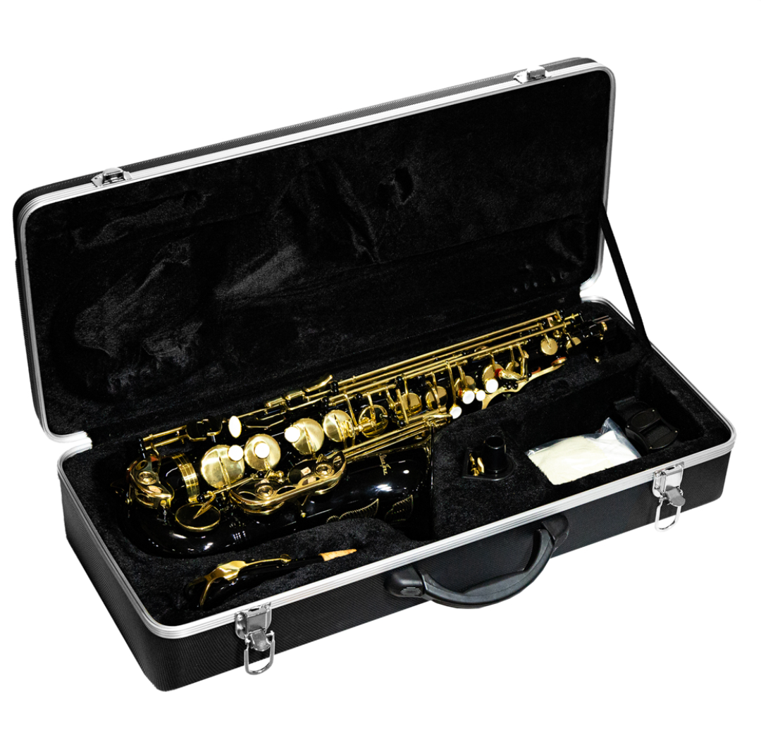 Saxofon Alto Eb Negro Llaves y Pabellon Dorado Silvertone