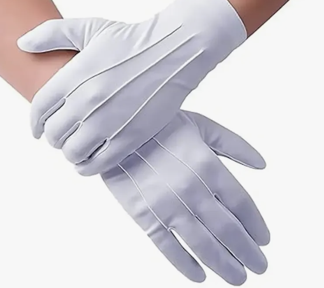 Guante blanco algodón para banda de guerra y escolta #4 (Docena)