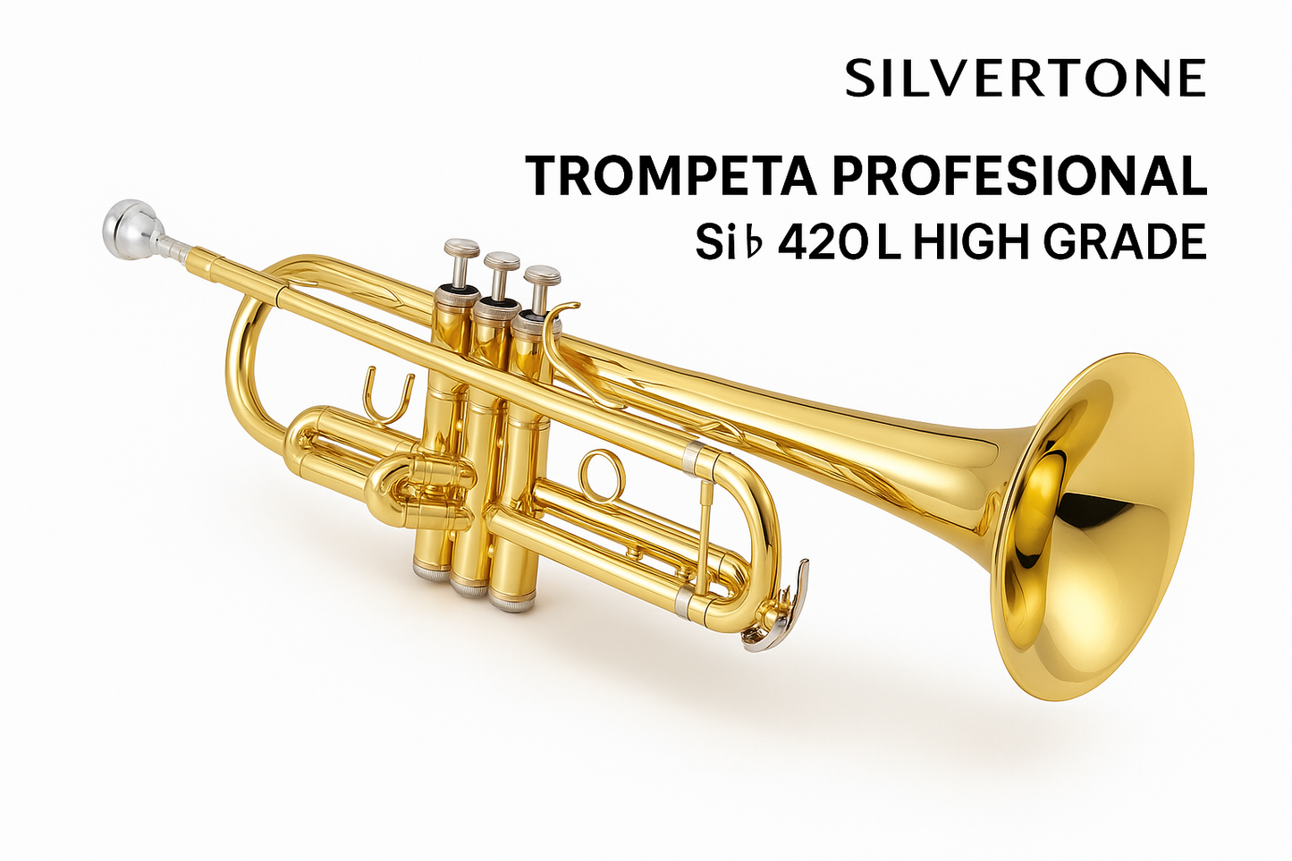 Trompeta Sib Profesional Laqueada - Laqueada Clear 420l High Grade Silvertone