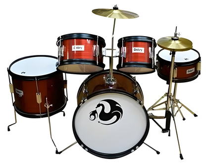 Bateria Junior Marron Rayado 5 Piezas Aro Negro Century