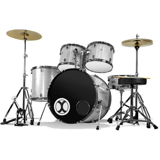 Bateria Profesional Plata Sparkle 5 Piezas Aro Color Cromo Extreme