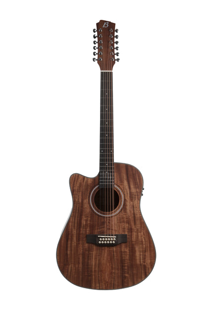 Guitarra Electroacústica Bamboo Koa de 12 Cuerdas con Ecualizador y Corte de 41 Pulgadas