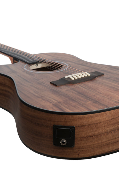 Guitarra Electroacústica Bamboo Koa de 12 Cuerdas con Ecualizador y Corte de 41 Pulgadas