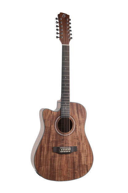 Guitarra Electroacústica Bamboo Koa de 12 Cuerdas con Ecualizador y Corte de 41 Pulgadas