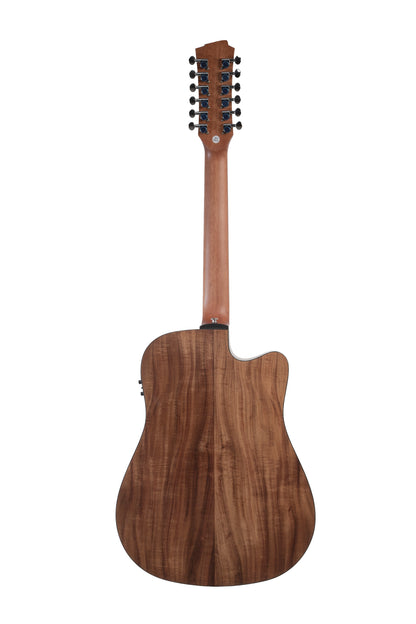 Guitarra Electroacústica Bamboo Koa de 12 Cuerdas con Ecualizador y Corte de 41 Pulgadas