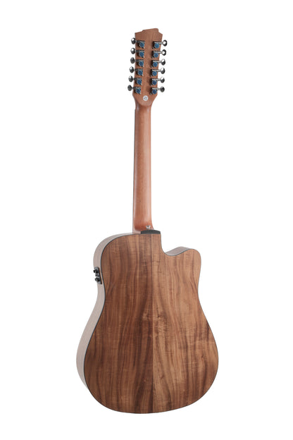 Guitarra Electroacústica Bamboo Koa de 12 Cuerdas con Ecualizador y Corte de 41 Pulgadas