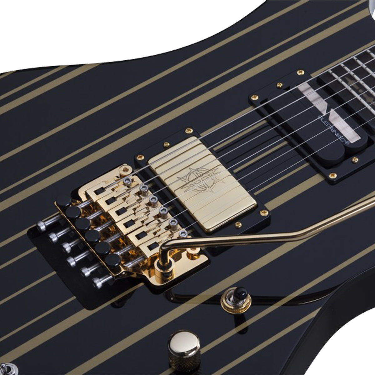 GUITARRA SCHECTER ELECT SYNYSTER GATES CUSTOM-S - NEGRO CON RAYAS DORADAS