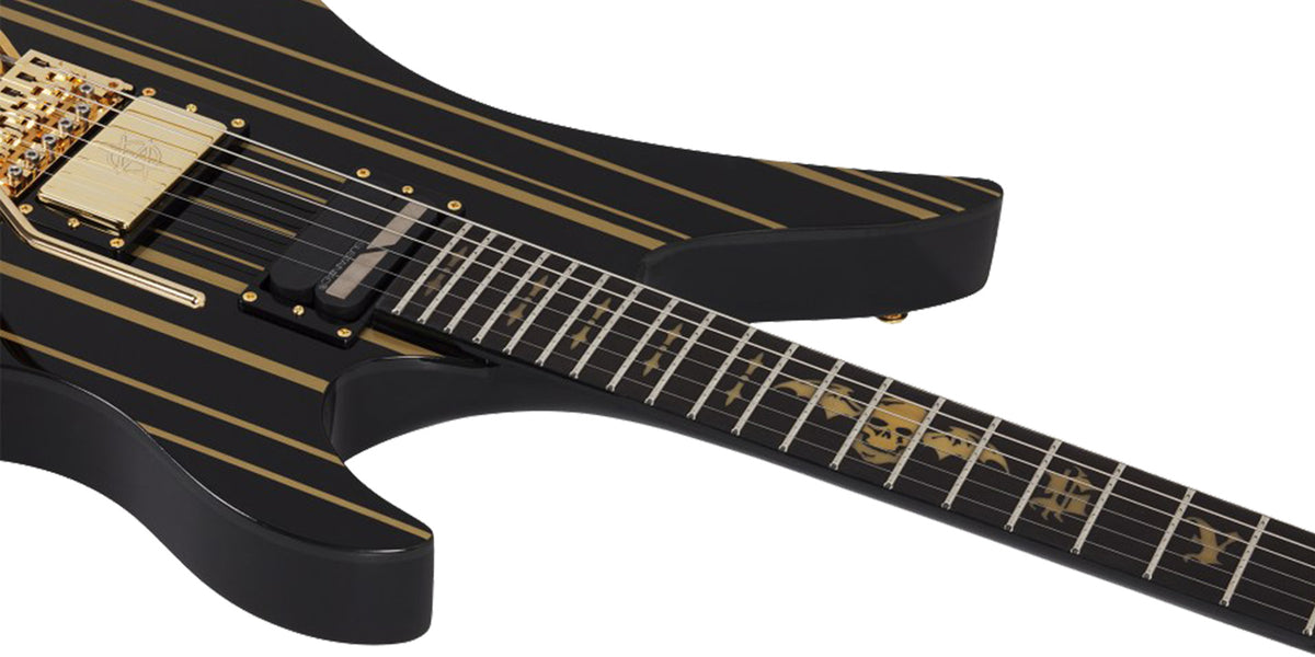 GUITARRA SCHECTER ELECT SYNYSTER GATES CUSTOM-S - NEGRO CON RAYAS DORADAS