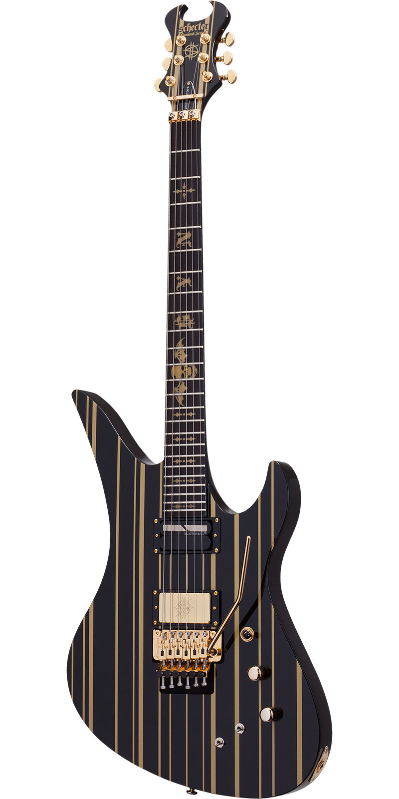 GUITARRA SCHECTER ELECT SYNYSTER GATES CUSTOM-S - NEGRO CON RAYAS DORADAS