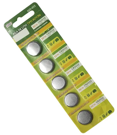 Paquete de Pila Litio Tipo Boton Cr 2032 con 5 Pilas