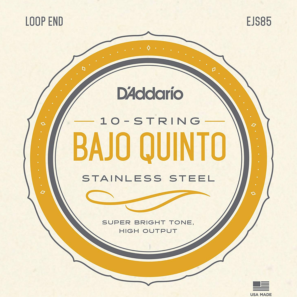 Juego de Cuerdas D'Addario EJS85 Bajo Quinto Acero Inoxidable